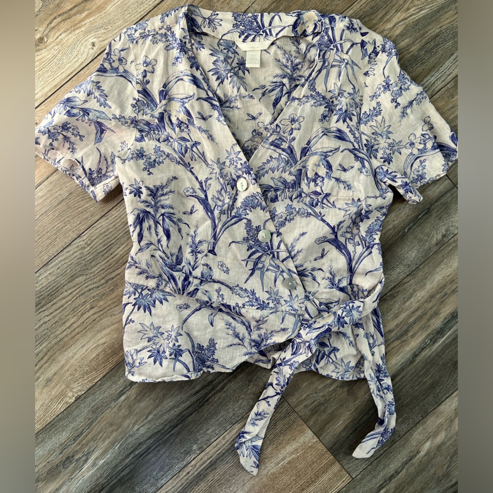 H&M Linen Wrap Top